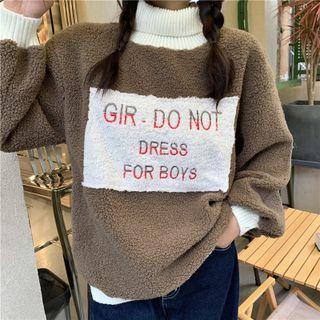 Long-sleeve Lettering  High-neck Fleece Sweatshirt