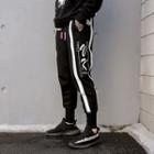 Drawstring Waist Lettering Baggy Pants