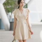 Linen Blend Frilled A-line Dress