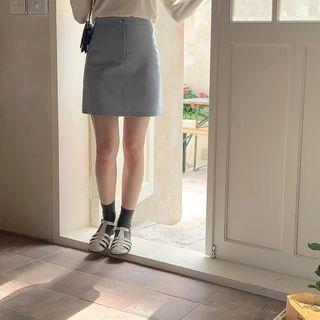 [cle.] Zip-fly A-line Miniskirt
