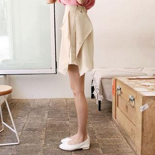 Band-waist Ruffle-trim Mini Skirt