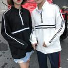 Couple Matching Striped Half Zip Pullover