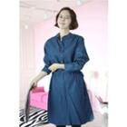 Half-placket Drawstring-waist Denim Dress