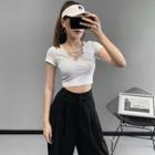 Pendant-accent Crop T-shirt