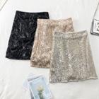 High-waist Sequined A-line Skirt