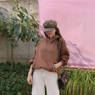 Coco Embroidered Fleece-lined Boxy Hoodie Cocoa - One Size