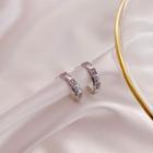 Rhinestone Alloy Hoop Earring 1 Pair - 925 Silver Needle - One Size