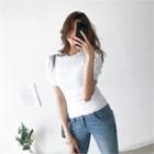 Puff-sleeve Lettuce-edge Top