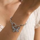 Alloy Butterfly Bracelet 0640 - Silver - One Size