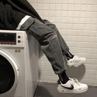 Side-pocket Lettering Cargo Pants