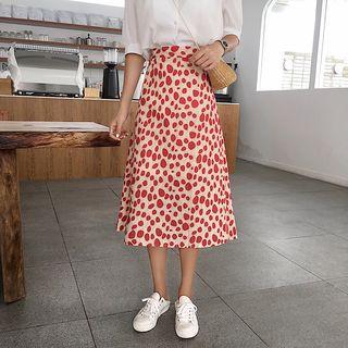 Leopard High-waist A-line Midi Skirt As Shown In Figure - One Size