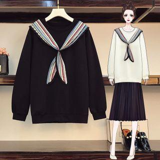 Printed Tie-neck Sweatshirt