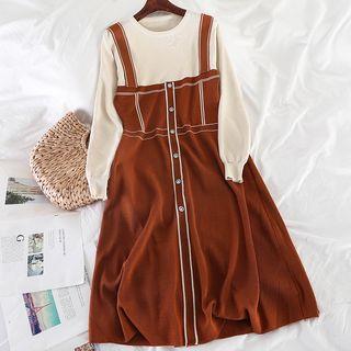 Mock Two-piece Knit Panel Dress