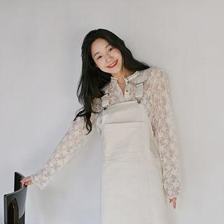 Slit-front Long Suspender Dress