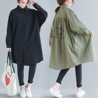 Letter Long Shirt Jacket