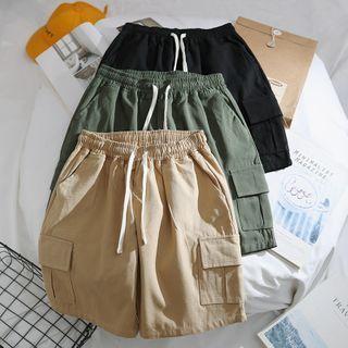Drawstring-waist Straight Leg Cargo Shorts