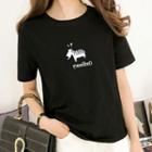 Short-sleeve Cartoon Zebra Printed T-shirt