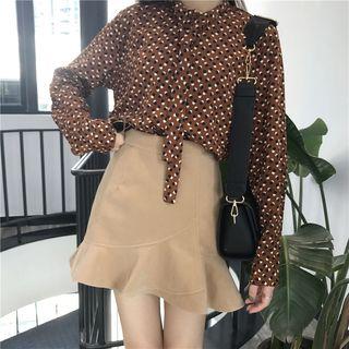 Ruffle Woolen A-line Skirt