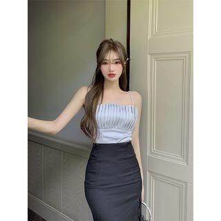 Shirred Camisole Top Grayish Blue - One Size