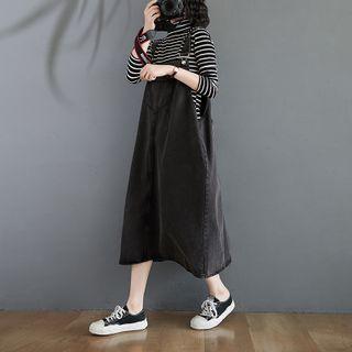 Plain Denim A-line Overall Dress