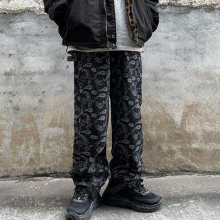 Pattern Print Straight-cut Jeans