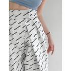 Adhesive Tabs-waist Lettering Wide-leg Pants