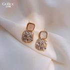 Rhinestone Square Dangle Earring 1 Pair - Gold & Silver - One Size