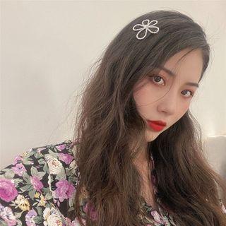 Rhinestone Flower Hair Clip 1 Pc - Hair Clip - Flower - One Size