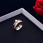 Rose Gold Plated Rhinestone Layered Ring