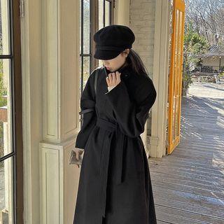 [lovb] Single-breasted Long Coat With Belt