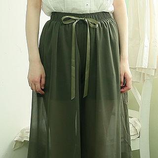 Beribboned Chiffon Crop Culottes