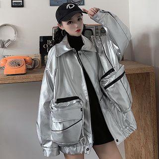 Long-sleeve Mock Neck Top / Padded Zip Coat