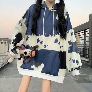 Oversize Printed Hoodie Blue - One Size