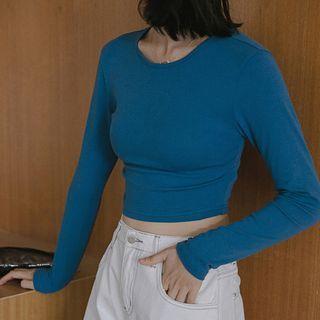 Open-back Cropped Long-sleeve Top