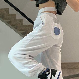 Cutout Detail Heart Pocket Pants