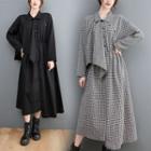 Asymmetrical Drawstring-waist Midi A-line Shirtdress
