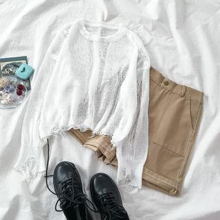Plain Cardigan / High-waist Shorts