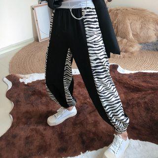 Zebra Print Panel Harem Pants