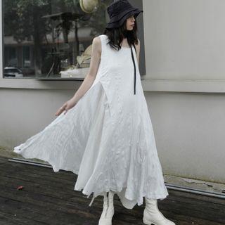 Mock Two-piece Spaghetti Strap Midi A-line Dress