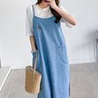 Spaghetti-strap Denim Overall Dress