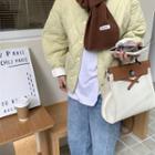 Plain Button-up Oversize Padded Jacket Yellow - One Size