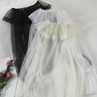 Long-sleeve Collared Sheer Top