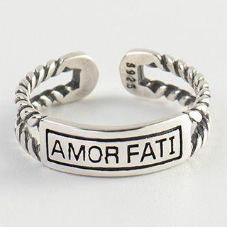 925 Sterling Silver Lettering Layered Open Ring