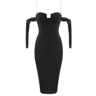 Faux Pearl Spaghetti-strap Sheath Dress