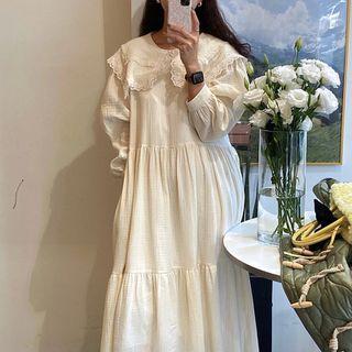 Plain Lace A-line Dress Almond - One Size