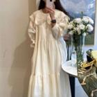 Plain Lace A-line Dress Almond - One Size