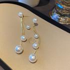 Faux Pearl Drop Earring 1 Pair - White Pearl - Gold - One Size
