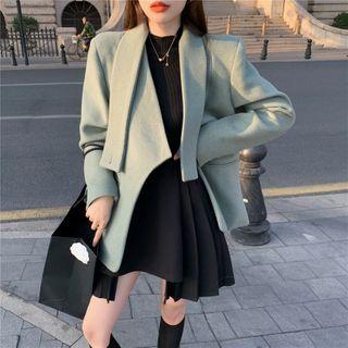 Plain Jacket / Pleated Mini A-line Skirt