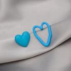 Asymmetrical Heart Stud Earring E1847-13 - 1 Pair - Asymmetric - Blue - One Size