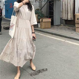 Plain Panel Short-sleeve Dress